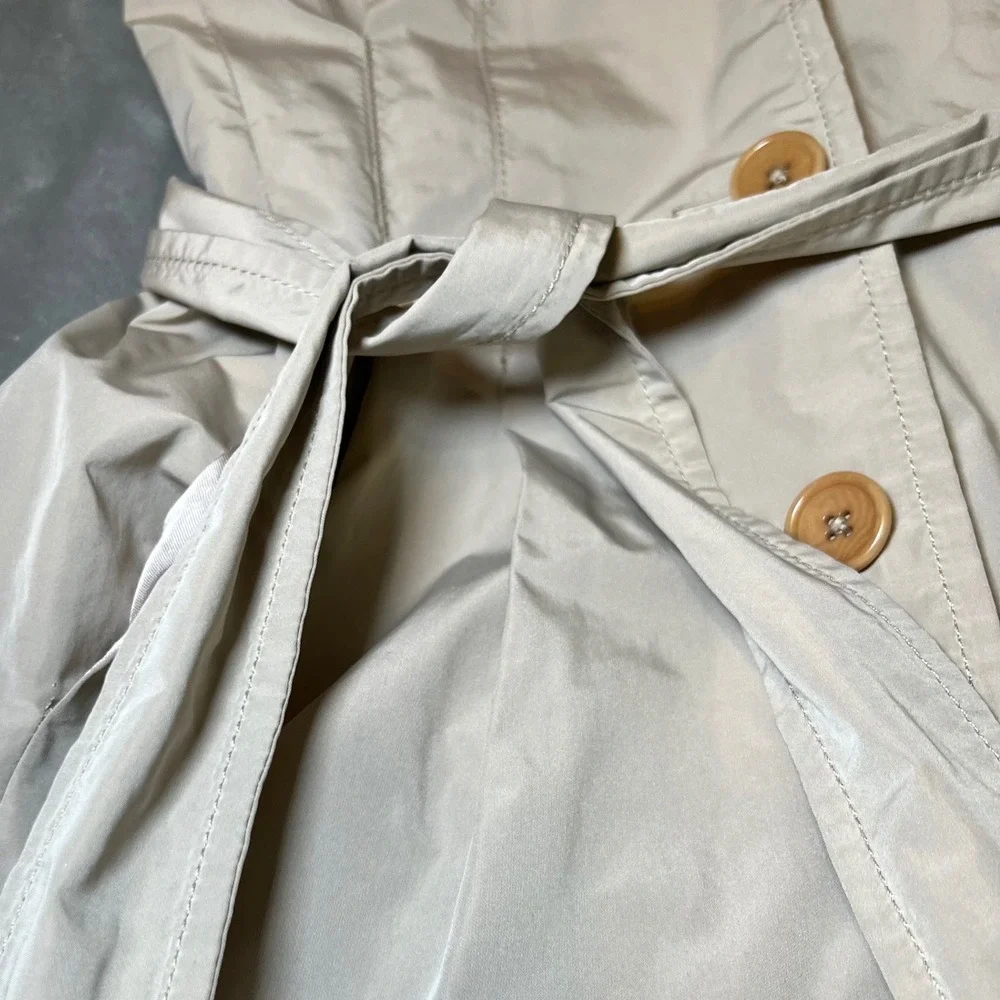 Banana Republic Womens Size XS Petites Trench Coat Champagne Belted Jacket - Picture 7 of 16